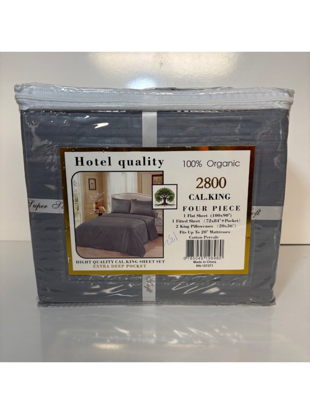 Hotel Quality 2800 Series 4-pc California King Sheet Set Extra Deep Pocket Gray